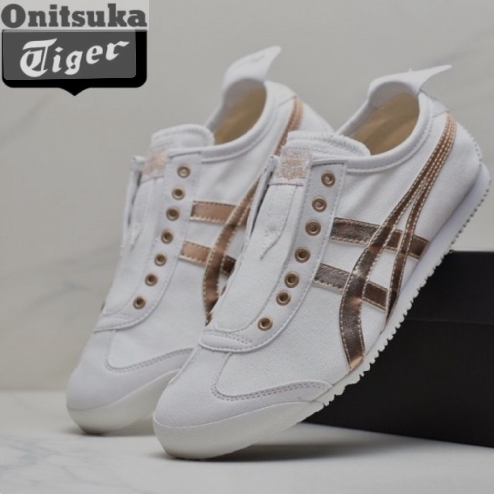 Onitsuka Tiger Mexico 66 Slip on white/rose gold sneakers NWT US Women 5.5, UK 3